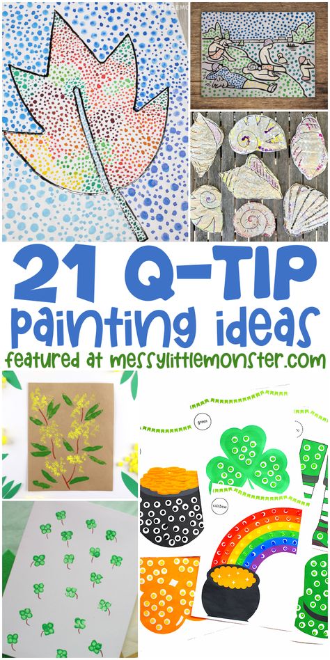 Q tip painting ideas for kids Berlin, Paint Dauber Art, A Tip Painting, Q Tips Painting, Paint With Q Tips, Q Tip Painting Preschool, Q Tip Art Preschool, Qtip Crafts For Kids, Q Tips Crafts For Kids