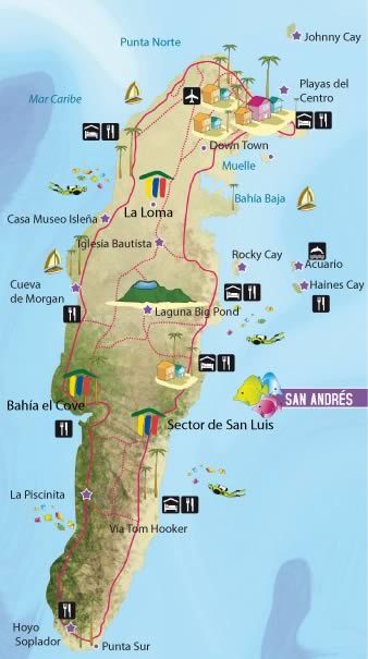 Mapa de isla San Andres, Colombia San Andreas Colombia, Travel Colombia, Trip To Colombia, Visit Colombia, Chile Travel, Colombia Travel, Outdoor Quotes, Travel South, South America Travel