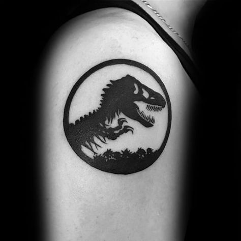 50 Jurassic Park Tattoo Designs For Men - Dinosaur Ink Ideas Jurassic Park Tattoo, T Rex Tattoo, Dinosaur Tattoo, Jurassic Park Logo, Logo Tattoo, Dinosaur Tattoos, World Tattoo, Diy Tattoo, Tattoo Designs For Men