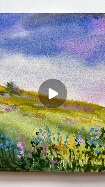 Painting Ideas For Birthday Cards, Simple Landscape Watercolor Paintings, Simple Impressionism Art, Step By Step Watercolor Landscape, Watercolor Landscape Beginner, Using Pastels Tutorials, Easy Watercolor Landscape Paintings, Watercolour Inspiration Landscape Easy, Simple Watercolor Landscape Paintings