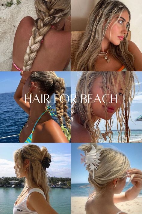 Easy hairstyles, hair for summer, braids, bun, claw clip, tan Mermaid Hair Hairstyles, Cute Pool Hairstyles Long Hair, Hair Down Braid Hairstyles, Cute Hairstyles On Long Hair, Hairstyles For Going To The Pool, French Braid Outfit Summer, Summer Hairstyles For The Beach, Hairstyles For Summer Dresses, Hair Styles For Hawaii