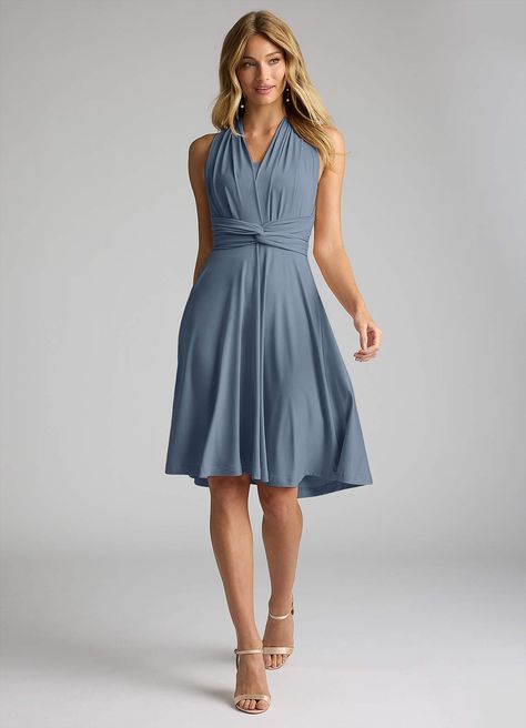 Azazie Infinity Jersey Knee Length Wrap A-Line Dress French Blue Bridesmaid Dresses | Azazie Blue Bridesmaid Dresses, French Blue Bridesmaid Dress, Knee Length Bridesmaid Dresses, Bridesmaid Dresses Azazie, Blue Bridesmaid Dress, Blue Bridesmaid, Azazie Bridesmaid Dresses, French Blue, Bridal Party