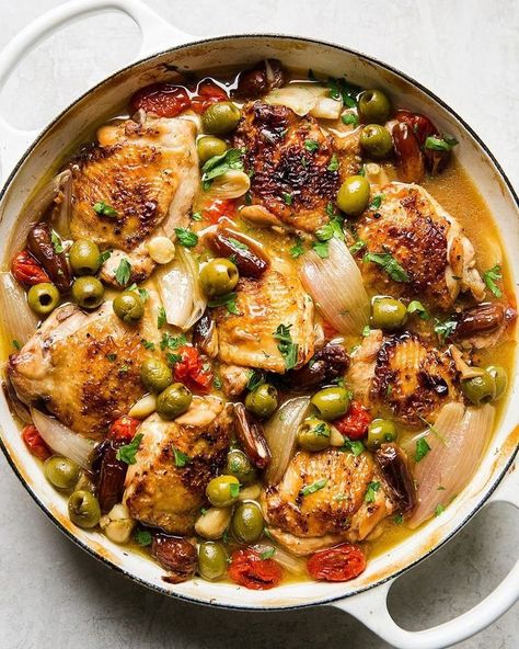 Braiser Recipes, Le Creuset Recipes, Baking Spices, The Modern Proper, Modern Proper, Olive Recipes, Braised Chicken, French Cooking, Green Olives