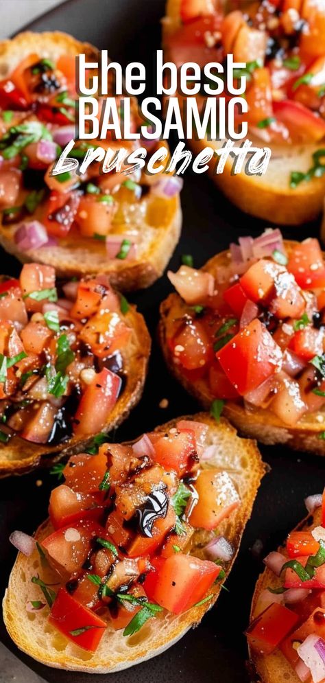 Balsamic Bruschetta [20 Minutes] – Chasety Low Calorie Bruschetta, Italian Brushetta Appetizers, Quick Bruschetta Recipe, Bruschetta Recipe With Balsamic Glaze, Cold Bruschetta Appetizers, French Bread Bruschetta, Baguette Snack Ideas, Classic Bruschetta Recipe, Baguette Ideas Appetizers