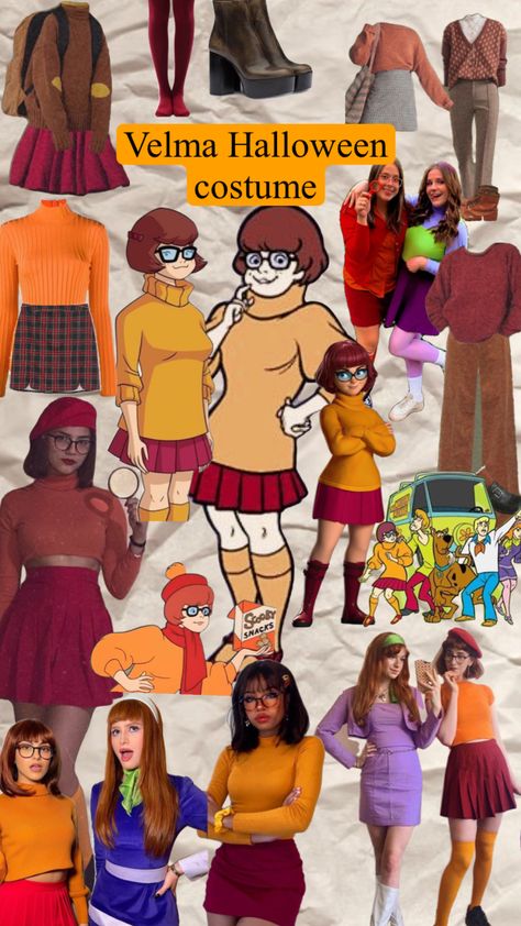 Cute Velma Costume, Velma Movie, Movie Character Outfit Ideas, Velma Costume Ideas, Scooby Doo Costumes Women, Velma Inspired Outfit, Velma Makeup, Velma Scooby Doo Costume, Shaggy And Velma Costume
