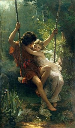 Famous paintings of love | Le Printemps (Spring) - Pierre Auguste Cot Drawing Tutorials, Pierre Auguste Cot, Grafika Vintage, Istoria Artei, Pierre Auguste, Shiva Shakti, Pierre Auguste Renoir, Romantic Art, Classical Art