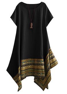 Stil Boho, Irregular Dress, Batik Dress, Linen Short, Tee Shirt Dress, Short Long, Knee Dress, Summer Cotton, Ethnic Fashion