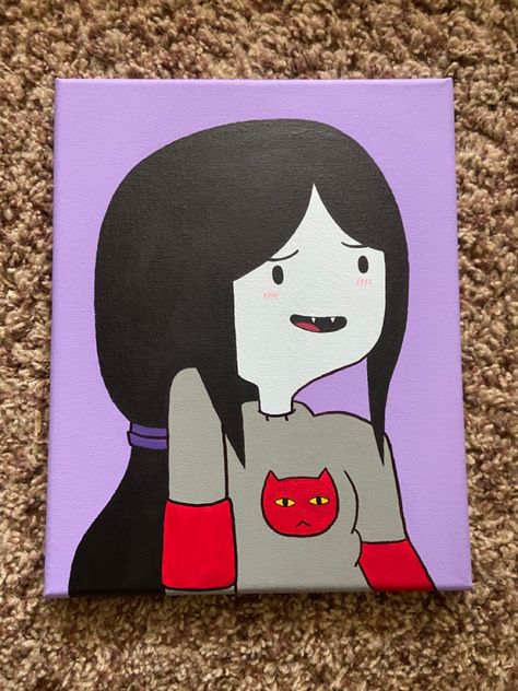 Anime Art Style Character Design, Painting Ideas On Canvas Aesthetic Simple, Regular Show Painting Canvas, Tv Show Painting Ideas, Coraline Painting Canvases, Anime Canvas Art Paint Easy, Studio Ghibli Painting Easy, Painting Ideas Romantic, Marceline Painting