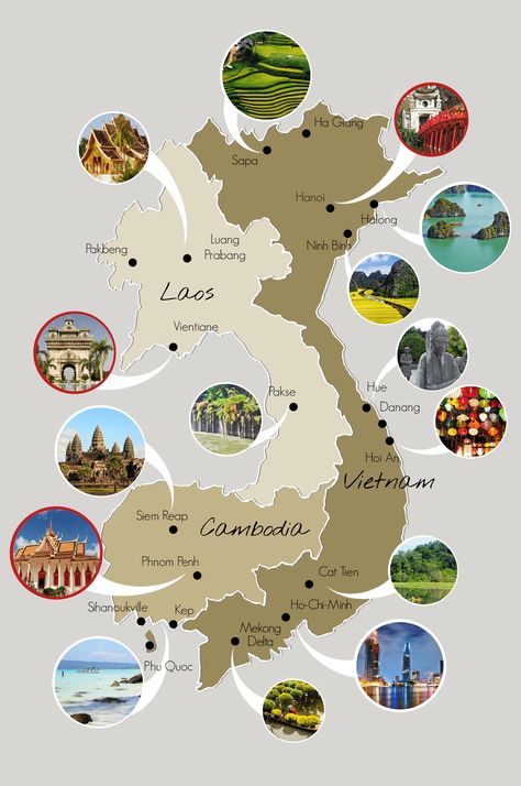 Useful Map of Vietnam, Cambodia, Laos - Nam Viet Voyage #travel #Indochina #leisure #discover #trip #traveltip Vietnam Map, Laos Vietnam, Vietnam Itinerary, Laos Travel, Vietnam Backpacking, Vietnam Voyage, Vietnam Travel Guide, Visit Vietnam, Cambodia Travel