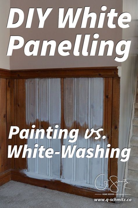 We have a lot of wood panelling in our basement that I would like to lighten up. But I can�t decide on painting vs. whitewashing panelling and the brick we have. Whitewash Paneling, Whitewash Knotty Pine Walls, Wood Paneling Walls, White Washed Wood Paneling, Painting Over Paneling, Wood Paneling Makeover, Paneling Walls, Knotty Pine Walls, Paneling Makeover