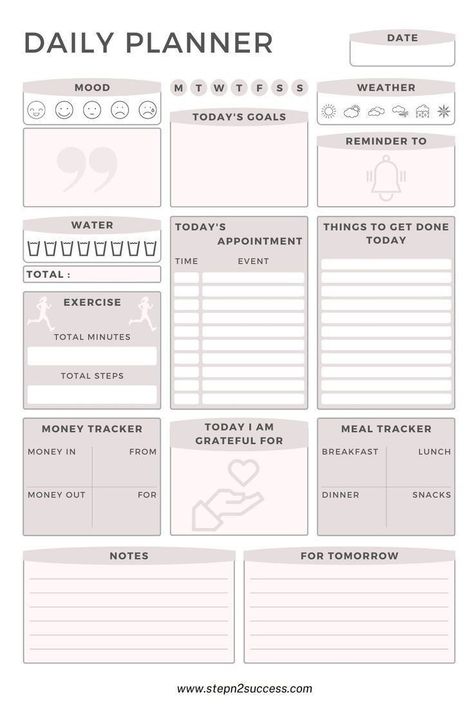 Life Goal Planner Template, Blank Daily Planner Template, How To Make A Daily Planner, Planner Daily Routine, Daily Planner Ideas Aesthetic, Me+ Daily Routine Planner, Daily Planer Organisation, Daily Planner Pages Ideas, How To Make Daily Planner