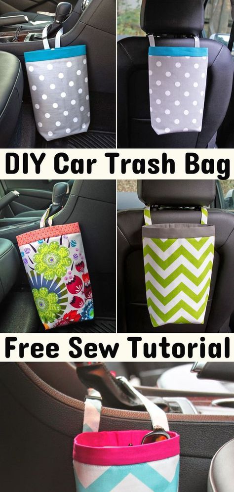 DIY Car Trash Bag Tutorial Sew Ins, Handbag Sewing Patterns, Car Trash Bag, Bag Pattern Free, Tote Bags Sewing, Sewing Purses, Beginner Sewing Projects Easy, Small Sewing Projects, Patchwork Bags