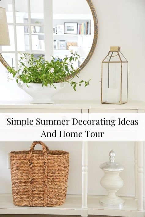 Get your home summer ready with ideas and inspiration from our Summer Home Tour! Lots of simple and easy ways to add a bit of the summery season to the rooms in your home. Neutral Summer Decor, Mexican Home Decor Modern, Transitional Home Decor Ideas, Upscale Decor, Timeless Interior Design, Scandinavian Dining Room, Shelf Decor Living Room, Transitional Home Decor, Living Room Update