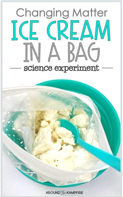 Changing Matter, Matter Science Experiments, Ice Cream Science, Matter Experiments, Ice Cream In A Bag, Matter Activities, Science Experiments Kids Elementary, Second Grade Science, Science Week