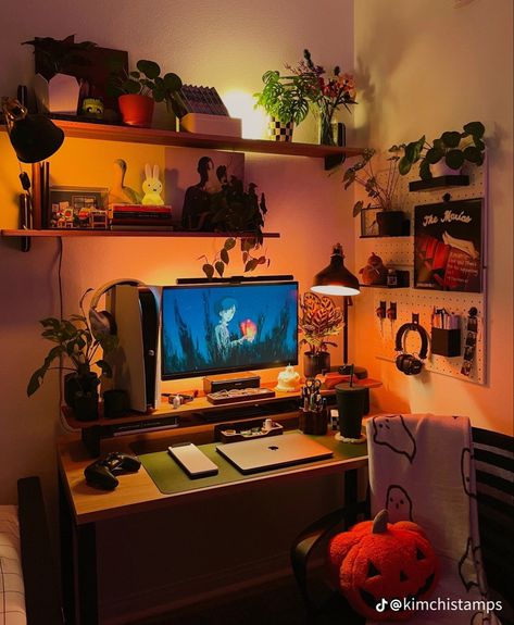 #setup #ps5 Gaming Desk Setup Ideas, Couple Gaming Room Setup, Aesthetic Gaming Room, Gaming Room Setup Ideas, Desk Setup Ideas, Room Setup Ideas, Aesthetic Gaming, Pc Gaming Desk, Mens Bedroom Decor