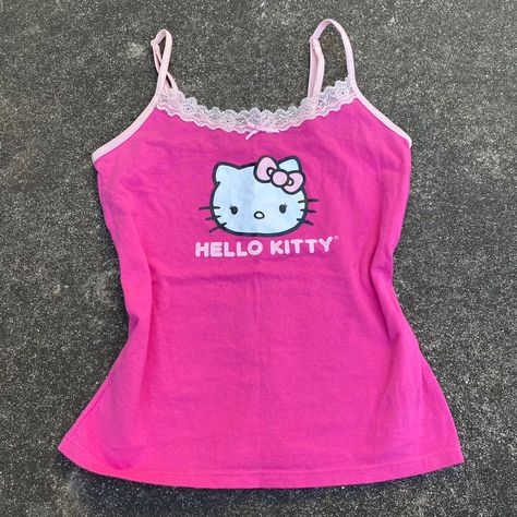 Cute Pajama Shirts, Y2k Fashion Clothes, I Heart Tshirts Aesthetic, Y2k Fashion Hello Kitty, Emo Y2k Clothes, Y2k Hello Kitty Clothes, Cute Hello Kitty Outfits Aesthetic, Hello Kitty Shirts Y2k, 2000s Clothing Style