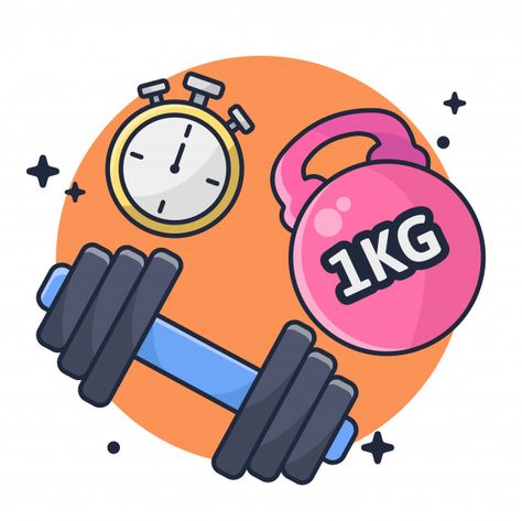 Fitness barbells and stopwatch | Premium Vector #Freepik #vector #sport #fitness #gym #exercise Gym Aesthetic Drawing, 2024 Doodle, Gym Clipart, Exercise Clipart, Gym Vector, Program Icon, Sport Science, Science Clipart, Wellness Ideas