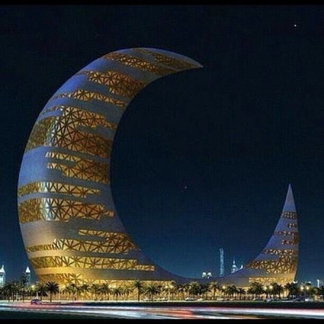 Crescent Moon Tower in Dubai | Community Post: 8 Pinterest "Places" That Look Too Good To Be True Futuristic Architecture, Abu Dabi, Unusual Buildings, Interesting Buildings, Unique Buildings, Amazing Buildings, Unique Architecture, Interesting Places, Beautiful Architecture