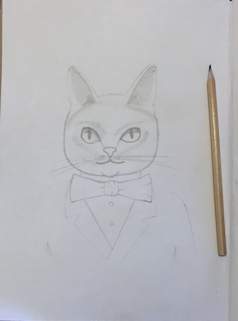 Funny easy cat in suit and bow tie drawing idea #funnysketches #funnydrawings #drawings #pencildrawings #drawingideas Cat In Suit Drawing, Bow Tie Drawing, Suit And Bow Tie, Tie Drawing, Suit Drawing, Funny Sketches, Drawing Idea, Funny Drawings, Funny Cat