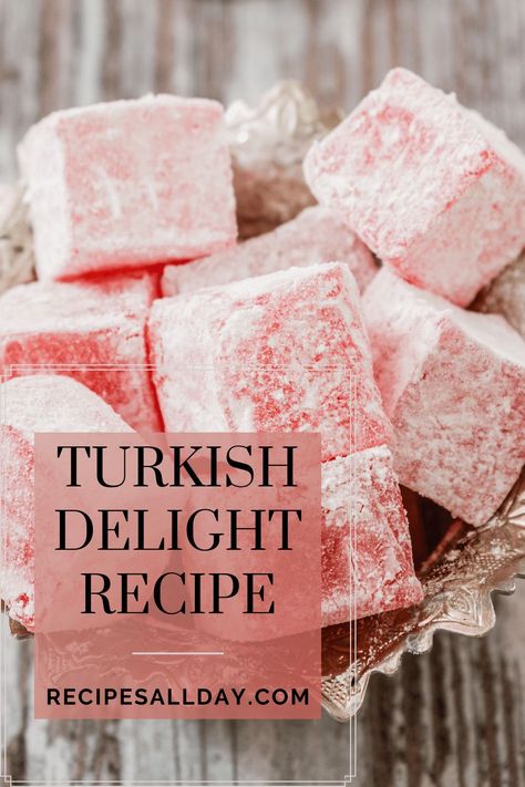 Turkish Delights Recipe, How To Make Jelly Sweets, Easy Turkish Delight Recipe, Jelly Sweets Recipe, How To Make Turkish Delight, Turkish Sweets Recipes, Cornflour Recipes, Turkish Delight Narnia, Delight Drink