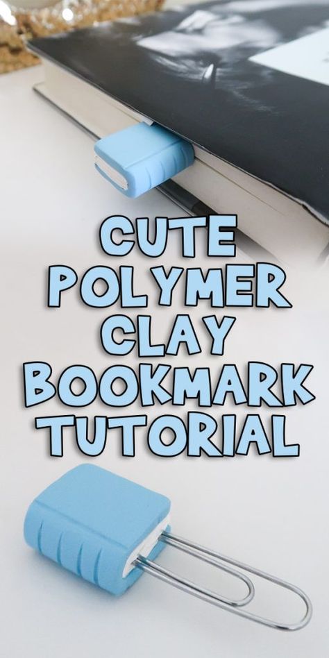 Cute Polymer Clay Bookmark Tutorial Polymer Clay Bookmark, Clay Bookmark, Polymer Clay Kunst, Bookmark Tutorial, Clay Crafts For Kids, Homemade Clay, Polymer Clay Gifts, Kids Clay, Astuces Diy