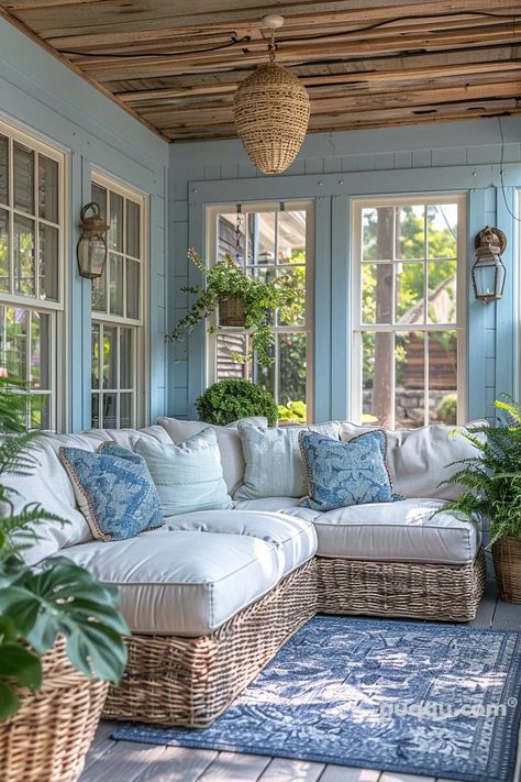 Small Sunroom Ideas for a Stylish Home - Puqqu Hanging Chair In Sunroom, French Country Sunroom Ideas, English Cottage Porch, Small Enclosed Porch Ideas, Enclosed Porch Ideas Front Entry, Small Sunroom Decorating Ideas, All Seasons Room, Small Sunroom Ideas, Sunroom Dining Room