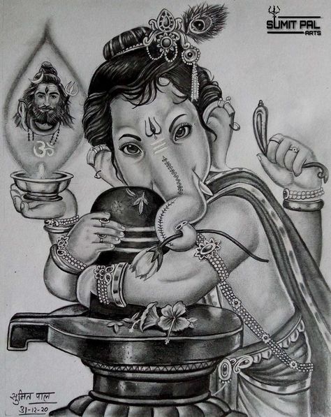 Shree ganesh sketch Ganesh And Shiva Drawing, Drawing Of God Ganesh, Ganesha Art Pencil Sketch, Shree Ganesh Drawing, Ganpati Art Sketch, Ganesha Art Sketch Pencil, Ganesha Realistic Sketch, Lord Ganesh Drawings, Ganeshji Sketch