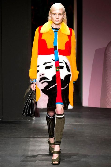 Prada, Milan, Spring 2014. Art Inspired Fashion, Mode Pop, Pop Art Fashion, Prada Spring, Fashion Week Spring 2014, 2014 Trends, Vintage Mode, Runway Trends, Distressed Denim Shorts