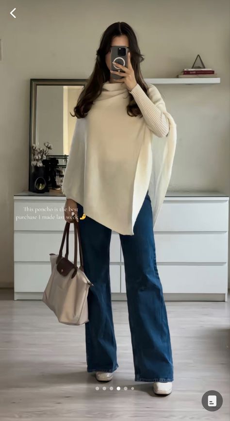 Brown hair woman in an abstract white sweater and casual jeans to create a stylish fall outfit Red Mom Outfit, Plain Classy Outfits, Modest Lunch Outfit, Jessica Pierson Suits Outfits, Black Woman Casual Style, Outfit With Gloves Classy, Modest Chic Outfits Classy, Modest Business Professional Outfits, Cosmetologist Outfit Professional