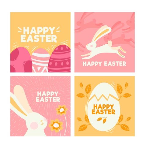 Easter day instagram post collection des... | Free Vector #Freepik #freevector #design #instagram #spring #celebration Easter Card Design Ideas, Easter Graphic Design Inspiration, Easter Illustration Cute, Easter Design Poster, Easter Design Ideas, Happy Easter Instagram Post, Easter Branding, Easter Design Graphic, Easter Poster Ideas