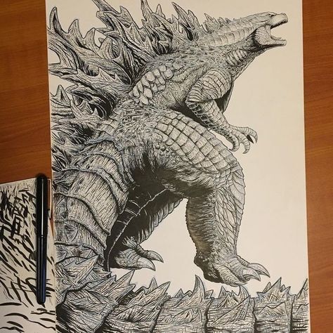 i drew a realistic godzilla drawing Godzilla Vs Kong Drawing, Godzilla Drawing, Godzilla Tattoo, Godzilla Franchise, Monster Sketch, Godzilla King Of The Monsters, King Kong Vs Godzilla, Godzilla Funny, Godzilla Wallpaper