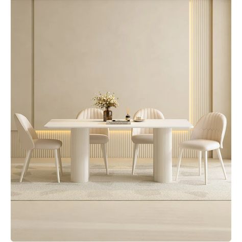 Orren Ellis Lium 70.9" Dining Table | Wayfair Iron Table Legs, Breakfast Nook Dining Set, Nook Dining Set, Marble Top Dining Table, Eating Table, White Dining Table, Trestle Dining Tables, Physical Properties, All White Kitchen