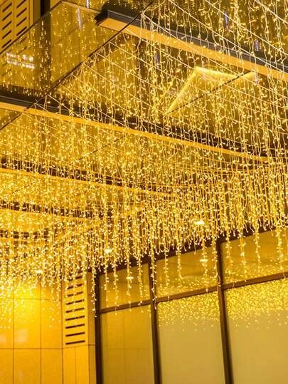 1pc 5m Curtain Decorative String Light With 50pcs Bulb | SHEIN USA Icicle Lights Outdoor, Fairy Light Curtain, Led Icicle Lights, Outdoor Fairy Lights, Christmas Fairy Lights, Led Curtain, Bulb String Lights, Outdoor Party Decorations, Icicle Lights