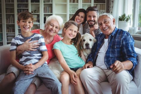 Portrait of happy family sitting on sof... | Premium Photo #Freepik #photo #love #house #family #woman Happy Family Images, Elderly Parents, Happy Parents, Aging In Place, Family Images, Foster Care, Cute Family, Kids Hands, Decor Idea