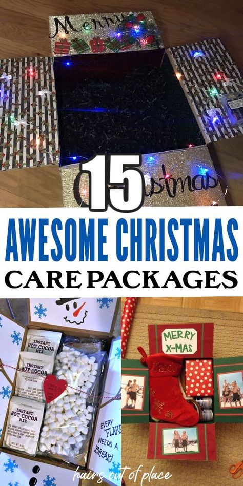 Tis the season for the best kind of Christmas gift, a Christmas care package! If you’re looking for an easy and thoughtful way to gift a girlfriend, boyfriend, or friend, these 15 Christmas care package ideas are amazing! Christmas care packages make for a great way to put together all the things you think someone else would enjoy for the holidays and is something equally as exciting to open! Christmas Care Package Ideas Friends, Christmas College Care Package Ideas, Christmas Care Package For Family, Winter College Care Package Ideas, Holiday Care Package Ideas, Deployment Care Packages Christmas, Deployment Christmas Care Packages, Christmas Care Package For Boyfriend, January Care Package Ideas