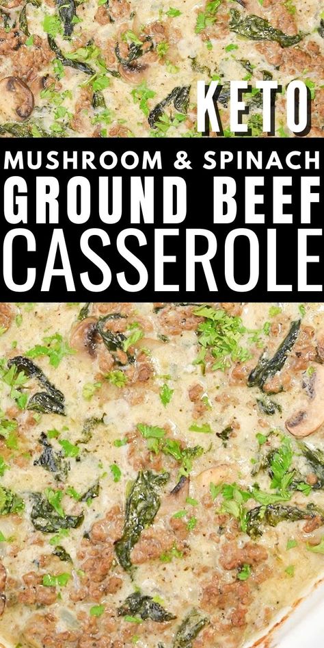 Keto Mushroom Lasagna, Ground Meat And Spinach Recipes, Hamburger Spinach Casserole, Ground Beef Spinach Casserole, Ground Beef Spinach Mushroom Recipe, Ground Beef Spinach Soup, Ground Beef And Spinach Recipes Healthy, Spinach And Beef Recipes, Keto Ground Beef And Mushroom Recipes