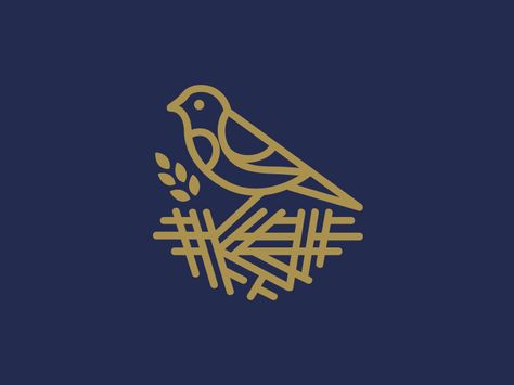 Bird by matthieumartigny #Design Popular #Dribbble #shots Bird Nest Illustration, Bird Illustration Design, Nest Illustration, Nest Logo, Illustration Tree, Logo Personal, Nest Art, Bird Logo Design, Eagle Nest