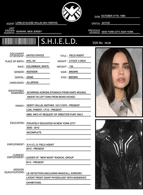 Shield Agent Oc, Shield Agent Aesthetic, Multiverse Aesthetic, Marvel Shifting, Shield Agent, Face Art Painting, Police Shield, Marvel Shield, Marvel Family