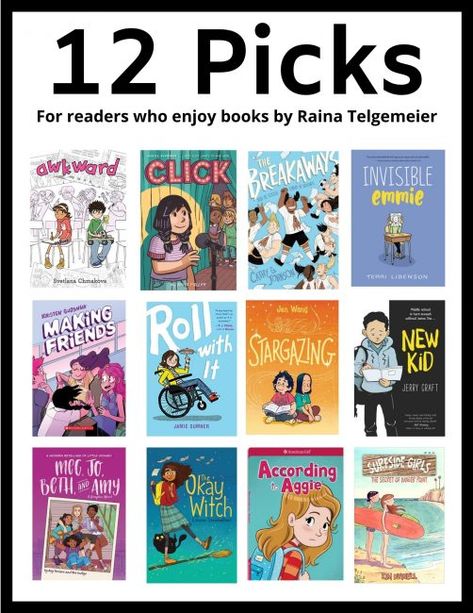 Middle School Reading, Svetlana Chmakova, Evelyn Carnahan, Raina Telgemeier, School Series, 12 Books, Best Comic Books, Middle Grade Books, What Book