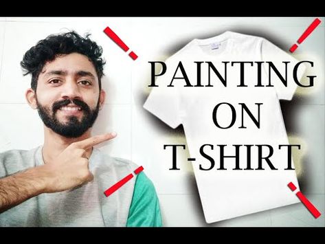 (116) Painting on T-shirt | Fabric painting | How to paint on Tshirt - YouTube Upcycling, Painting On Tee Shirts, Fabric Painting On Shirts Ideas, How To Paint Tshirt, Fabric Paint On Tshirt, Painting Ideas On Tshirts, Diy Paint On Clothes, Painting On Shirts Diy, How To Paint On Tshirt