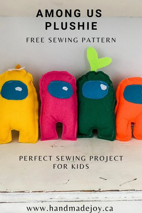 Among Us Plushie Pattern - Sewing Project for Kids - Handmade Joy Amigurumi Patterns, Tela, Boys Felt Toys, Diy Among Us Crafts, Among Us Craft Ideas, Plushie Patterns Easy, Sew A Softie, Sewing Projects Camping, Sewing Projects For School