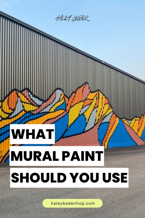 What mural paint should you use - Mural Paint Materials, Favorite Mural Paints, Mural Tips Everything a beginner needs to know about what mural paint to use. House Mural Exterior Wall Art, Mural On Vinyl Siding, Mural Ideas Outdoor Garden Walls, Garden Graffiti Wall, Wall Murals Exterior, Rv Murals Exterior, Outside Wall Painting Ideas Backyard, Murals On Buildings, Garden Mural Outdoor Wall Art Paint