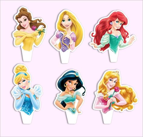 Disney Princess 3d Cupcake Toppers- Edible Images Disney Princess Cakes, Princess Birthday Cupcakes, Rapunzel Cupcakes, Disney Princess Printables, 3d Cupcake, Disney Princess Cake Topper, Disney Princess Cupcakes, Disney Princess Theme, Disney Cupcakes