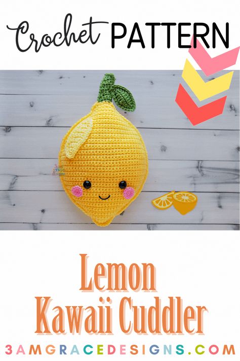 Our Lemon crochet pattern & tutorial makes an adorable pillow for you or a perfect gift or decoration! #crochet #amigurum Amigurumi Patterns, Lemon Crochet Pattern, Lemon Amigurumi, Crochet Stuffys, Crochet Ragdoll, Lemon Crochet, Kawaii Pillow, Crochet Stuffies, Crochet Pattern Tutorial