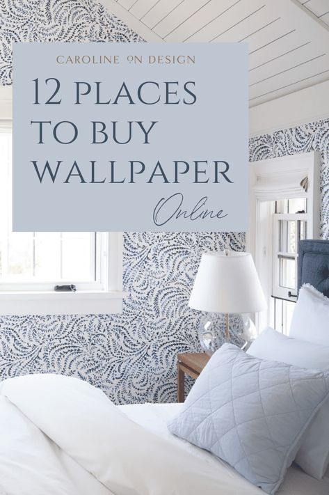 Caroline on Design guide for where to buy wallpaper online 12 great sources. My favorite retailers all in one curated list! Wallpaper By Stairs, Bedrooms With Wallpaper Accent Wall, Mud Room Wallpaper, Guest Bedroom Wallpaper, Wallpaper Ideas Living Room, Wallpaper Ideas For Living Room, Wallpaper Ideas Bedroom, Where To Buy Wallpaper, Anthropologie Wallpaper