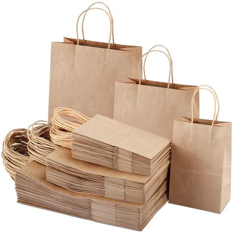 PRICES MAY VARY. ♻️【SUPER-VALUE PACK】90pcs kraft paper bags, in 3 sizes: Small 5.2x3.5x8", Medium 8x4x10", Large 10x5x12.6" (30 per size). Contains small, medium and large kraft paper bags to meet your different needs. 🎁 【HIGH-QUALITY MATERIAL】Our gift bags are made of 120 gsm paper, which is durable, recyclable, solid and safe to use. ♻ 【TOMNK CREATIVE PAPER BAGS】 These assorted sizes gift bags can stand independently and is easy to carry. We use durable heavy-duty glue to fix the twisted pape Brown Paper Bags, Retail Bag, Small Paper Bags, Gift Wrap Storage, Retail Bags, Merchandise Bags, Kraft Bag, Organization Gifts, Brown Paper Bag