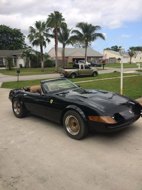 1972 Ferrari Daytona 365 Gts/4, Miami Vice Ferrari, 79 Corvette, Convertible Corvette, Daytona Car, Car Convertible, Vintage Ferrari, Ferrari Daytona, Replica Cars