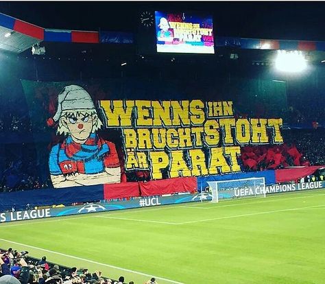 FC Basel at home vs Manchester United   #Football #ultras #swisse #basel #manu Basel, Champions League, Manchester United, Football Ultras, Fc Basel, Manchester United Football, Uefa Champions League, Baseball Field, Manchester