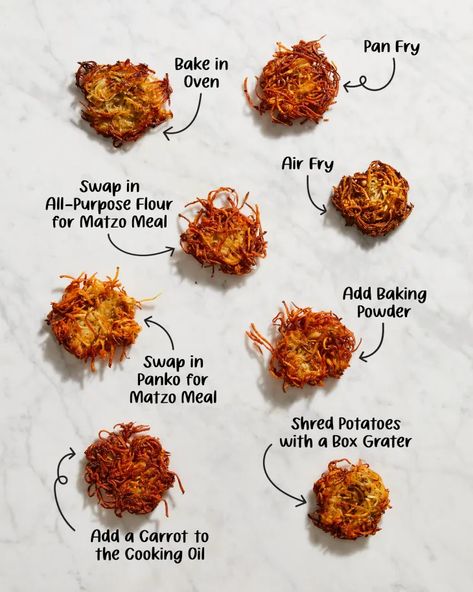 Potato Latke Recipe, Healthy Eating Books, Potato Latkes, Matzo Meal, Potato Recipes Side Dishes, Cooking Methods, Baked Fries, Holiday Snacks, Brown Hairstyles