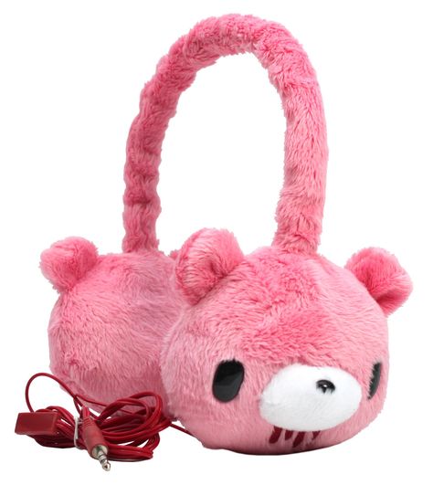 Bear Earmuffs, Plushie Ideas, Pink Headphones, Gloomy Bear, 일본 패션, Yami Kawaii, Scene Kids, Bear Face, Scene Emo